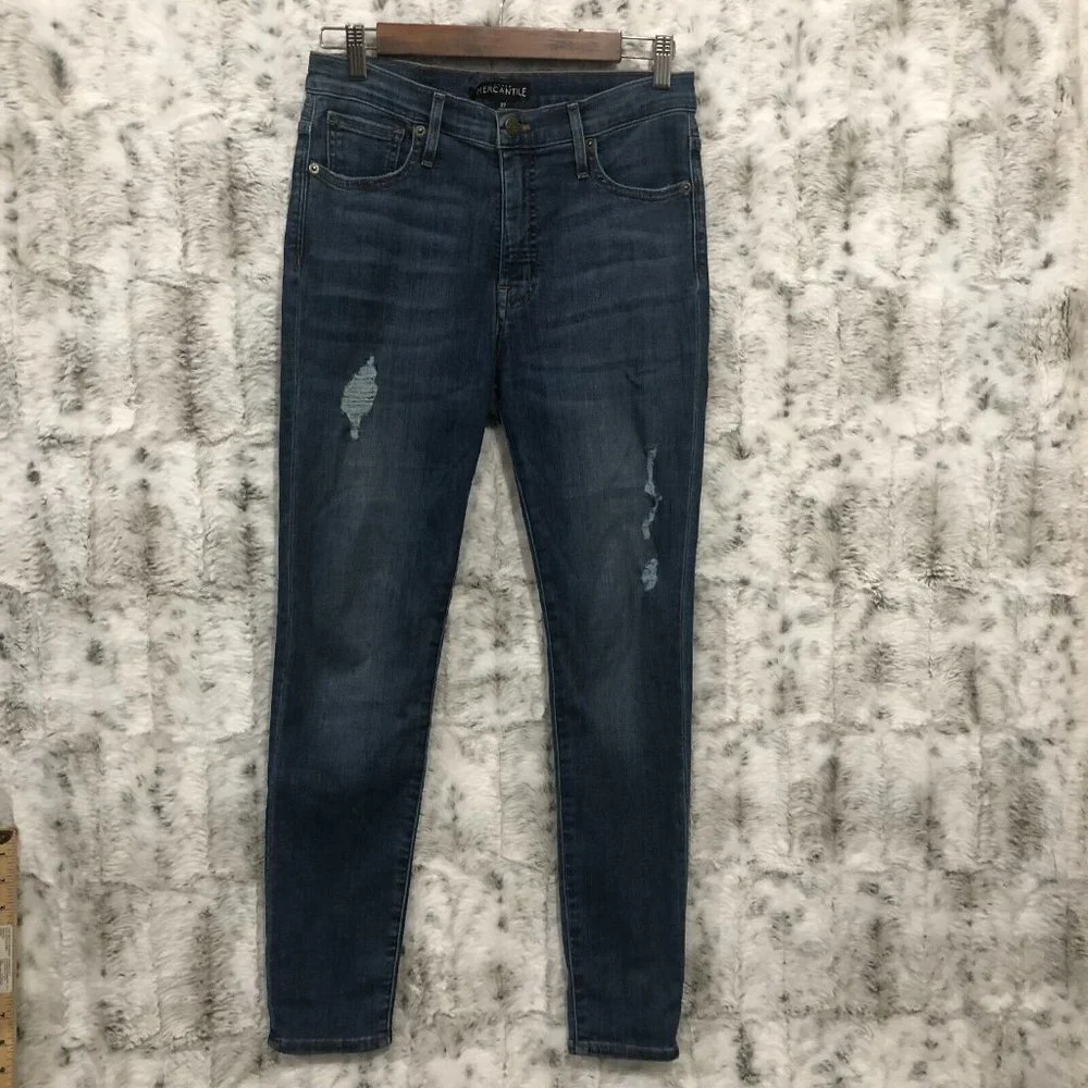 J. Crew Mercantile Skinny Jeans Distressed Denim Cotton Blend Women's 27